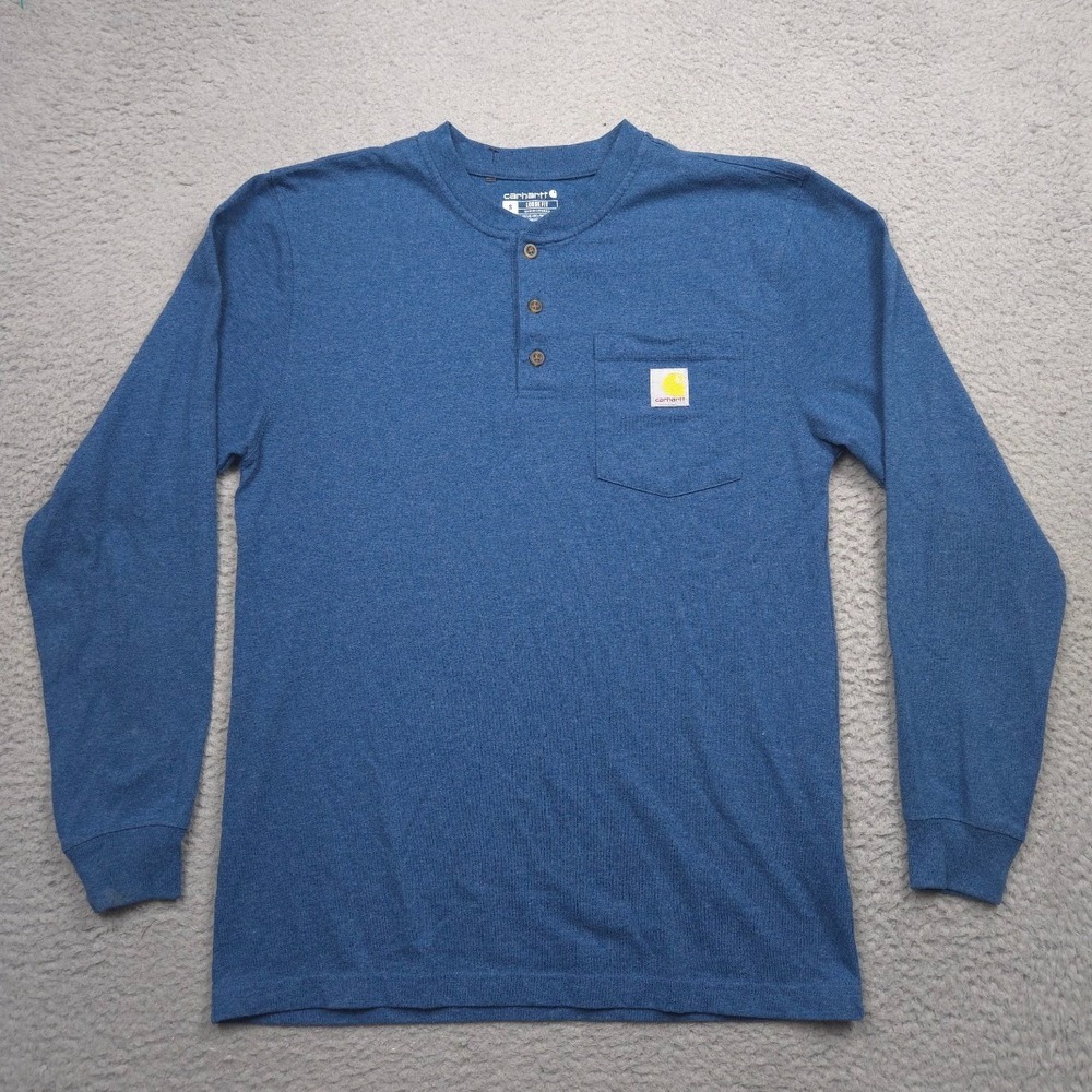 Carhartt K128 Heavyweight Henley Shirt Men S Deep Lagoon Heather Long Sleeve